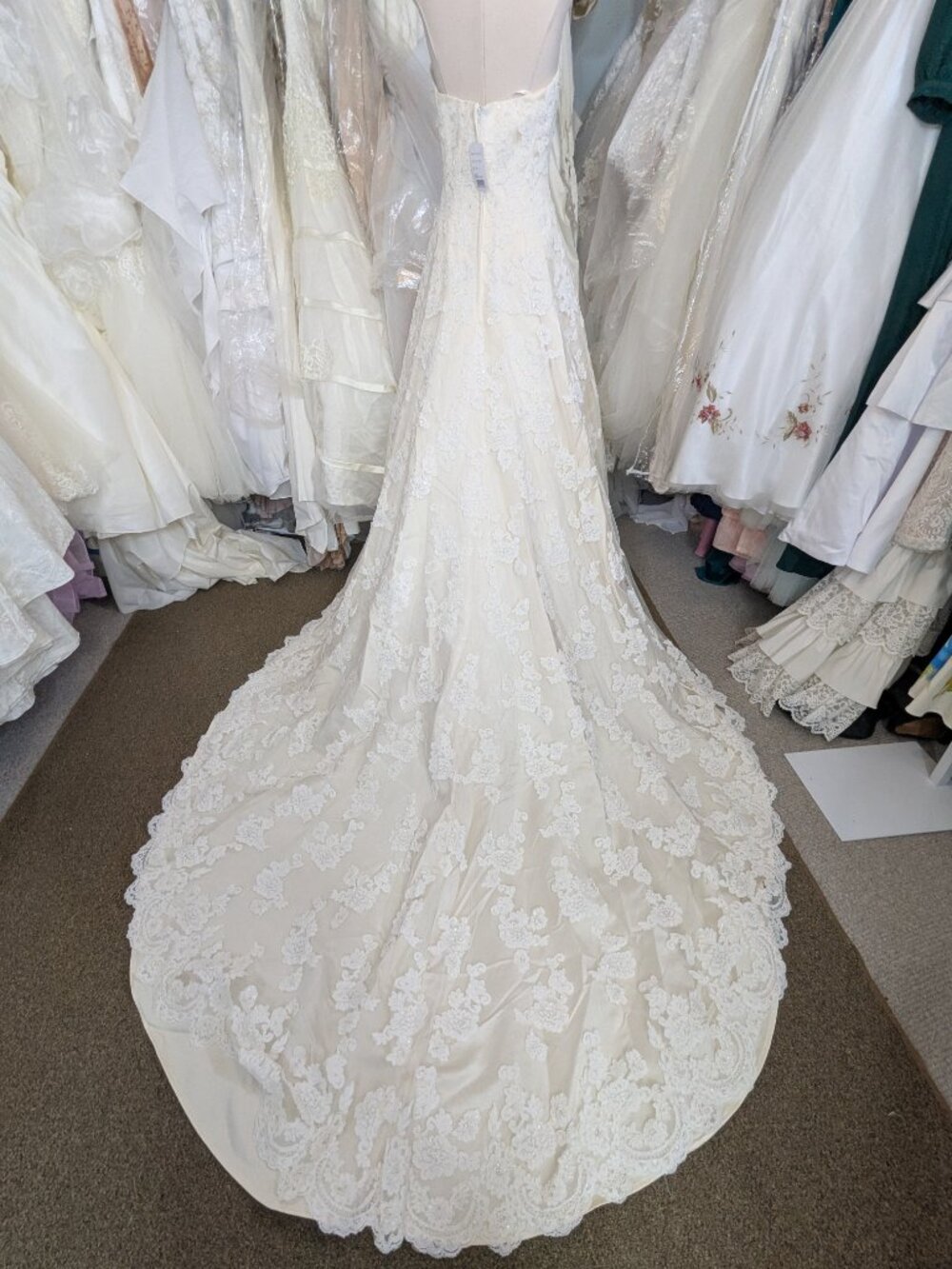 DaVinci Bridal T8090 Lace Halter Wedding Dress | Ivory/Champagne | NWT | Size 4 - Picture 8 of 9